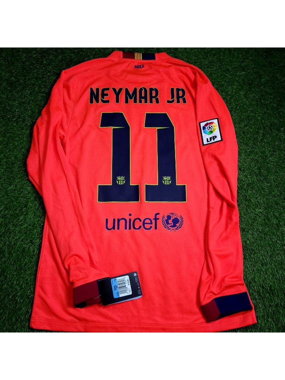 Neymar Barcelona 2014 2015 TREBLE Away Soccer Jersey BNWT M SKU# 618738-672